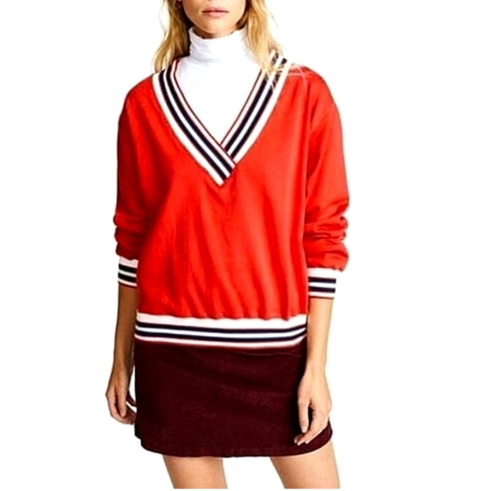 Revolve REBECCA MINKOFF Kristine Tennis Stripe Sweatshirt in Red Size Small